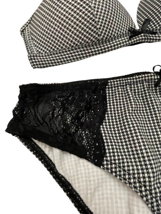 Jadea Lace Underwear Set with Bra & Slip Black