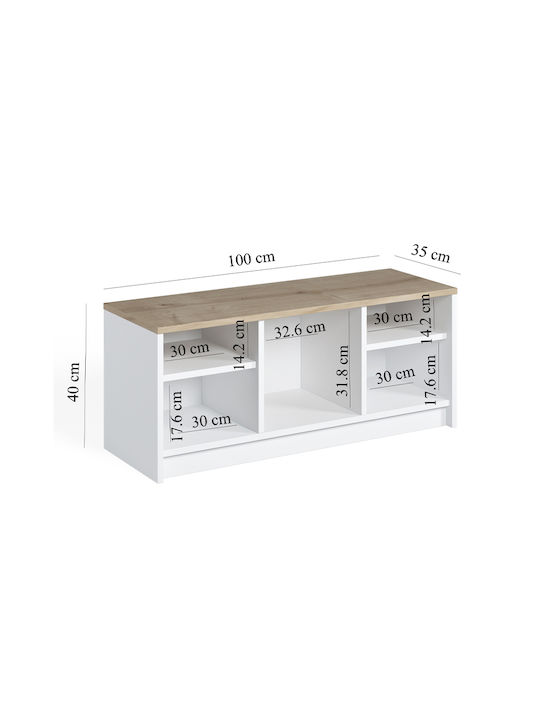 London Wooden Shoe Organizer White 100x35x40cm