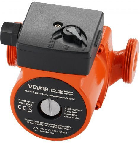 Κυκλοφορητής Vevor Lps25-6s/130 Χυτοσίδηρο 1/8 Hp 220-240v 55 Lpm Αντλία Κυκλοφορίας Ζεστού Νερού Ανακυκλοφορία Σύνδεση Σπείρωμα Ρύθμιση 3 Ταχυτήτων Αθόρυβη Λειτουργία Σύστημα Θέρμανσης Σπιτιού