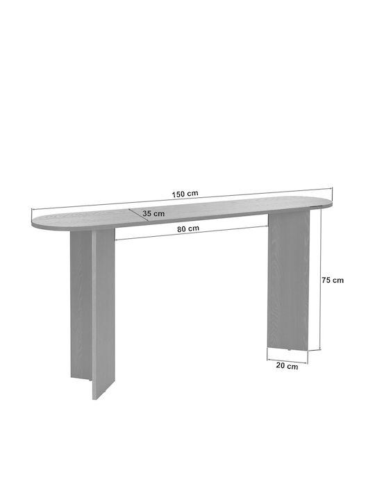 Sira Wooden Console Table Walnut L150xW35xH75cm