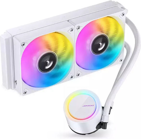Jonsbo TG-240 Water Cooling System AIO CPU with 2 120mm Fans and ARGB Lighting White