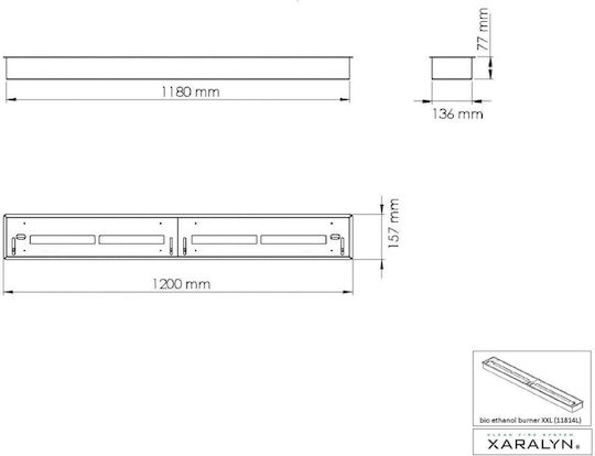 Xaralyn Burner Schreibtisch Bioethanol Kamine Innenbereich Silber 120x15.7x8.4cm