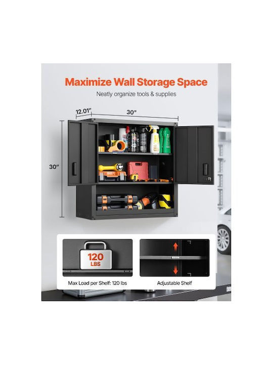 Double-Leaf Metallic Cabinet with Locking Capability 76.2x30.5x76.2 cm