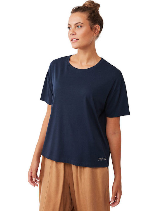 Kurzärmelig Mπλε Damen T-Shirt