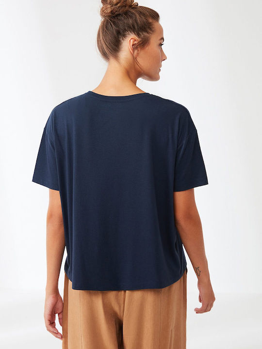 Kurzärmelig Mπλε Damen T-Shirt