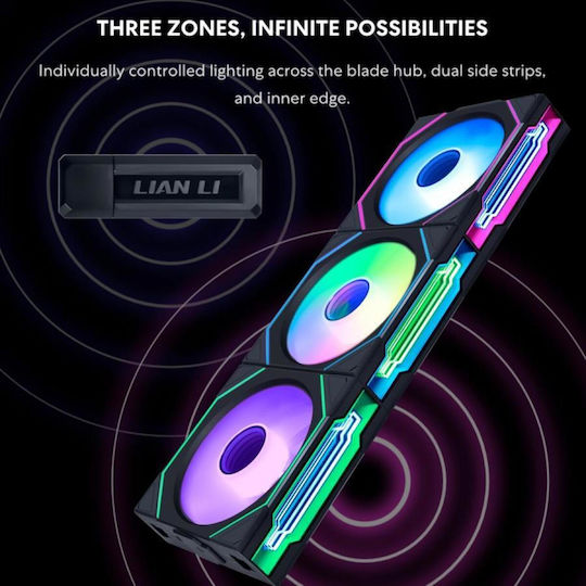 Lian Li UNI FAN SL Infinity Wireless Case Fan 120mm (2300rpm / 67cfm) with ARGB Lighting 3pcs