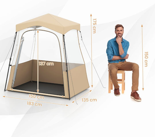 Costway Σκηνή Camping Καφέ 183x135x175εκ.