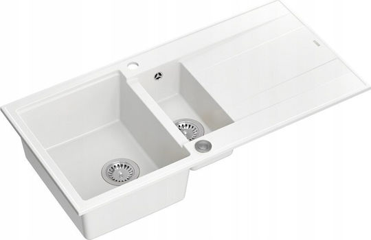 GraniteQ EVAN 156 Ένθετος Αριστερός Inox Μ100xΠ50cm Snow White