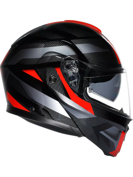 AGV Streetmodular Ledro Black/Red Мотоциклетна каска Флип ъп ECE 22.06 1690гр с Sunvisor