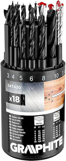 Graphite Satz 18 Bohrer für Metall και Holz
