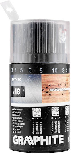 Graphite Satz 18 Bohrer für Metall και Holz