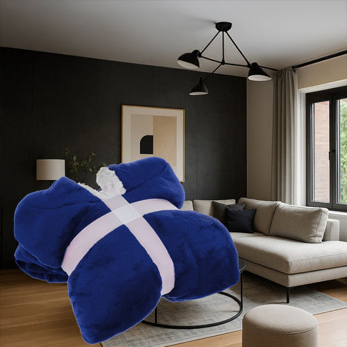 Pătură Polar Fleece Cu Mâneci 88x80cm Navy Blue