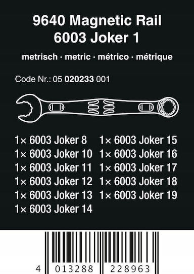 Set Chei Combinație Wera 9640 Bandă Magnetică 6003 Joker 1