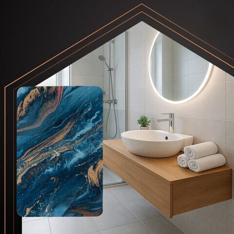 Rutschfest Badematte Synthetisch,Polyester/Cotton/Leather Rechteckig ZY12593QWS59 Turquoise/gold 60x40cm