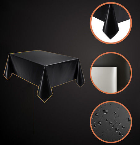 Τραπεζομάντηλο Αλέκιαστο Black 137x274εκ.
