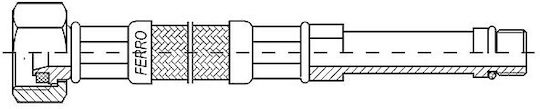 Ferro Flexible Connection Hose Flexible Connection Mesh Stainless Steel Long End 3/8" 50cm Wbs14
