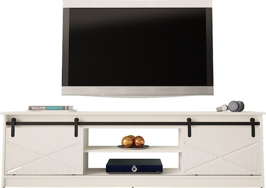 Έπιπλο Τηλεόρασης με Φωτισμό LED White/Gloss White Μ200xΠ56.7xΥ35cm
