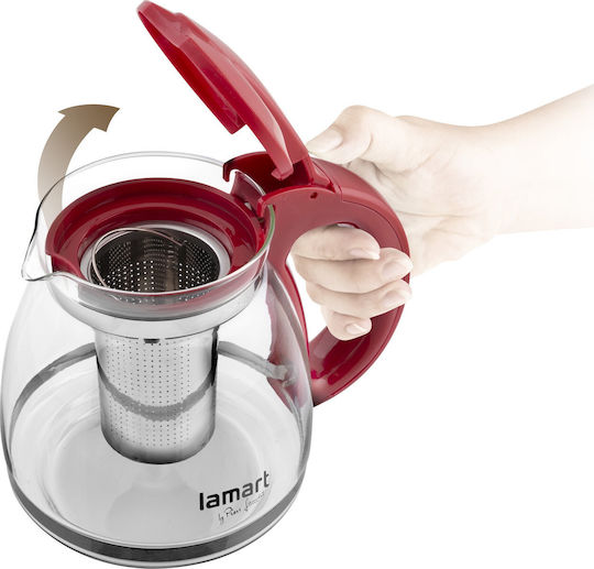 Lamart Glass Teapot Transparent Red 1500ml