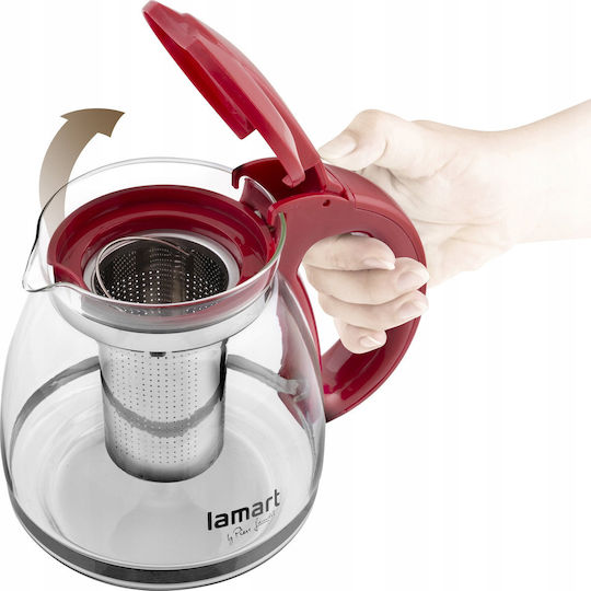 Lamart Glass Teapot Transparent Red 1500ml