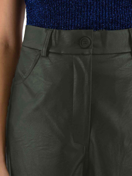 Damen Hoch tailliert Stoff Hose Khaki