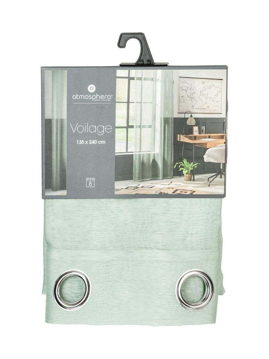 Atmosphera Curtain with Grommets Moly Green 135x240cm