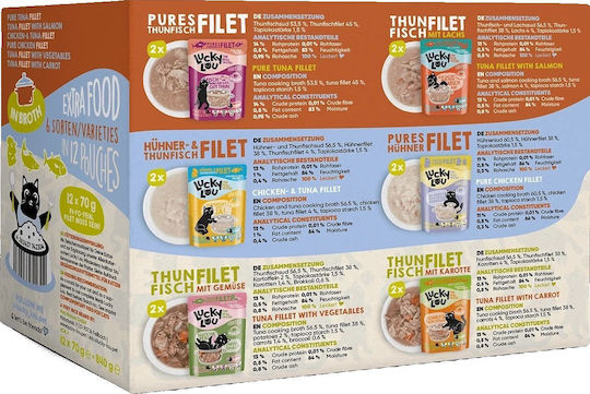 Lucky Lou Wet Food for Cats in Pouches with Chicken 12x70gr