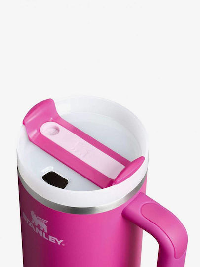 Stanley Quencher H2.0 FlowState Handled Tumbler Thermos Stainless Steel BPA Free 1.18lt Violet Blossom with Straw and Handle
