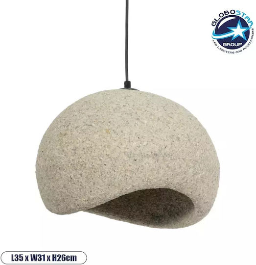 GloboStar Stone Hängelampe Gray Glocke mit Fassung E27 35x31x26cm.