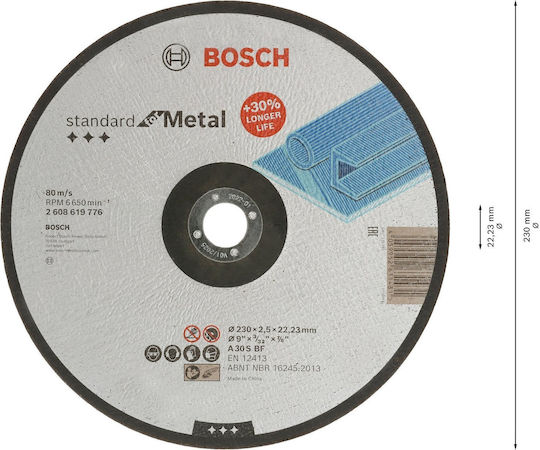 Bosch Disc Cutting Disc Metal Hole Diameter 230mm 1pcs