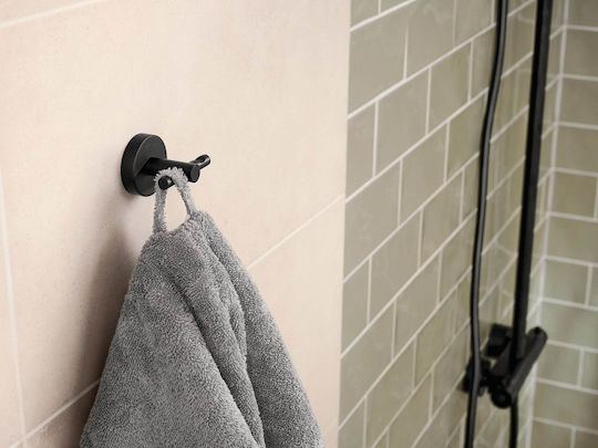 Tesa Double Wall-Mounted Bathroom Hook Black