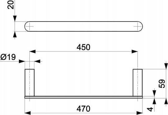 KFA Single Wall-Mounted Bathroom Rail ​45x45cm Silver