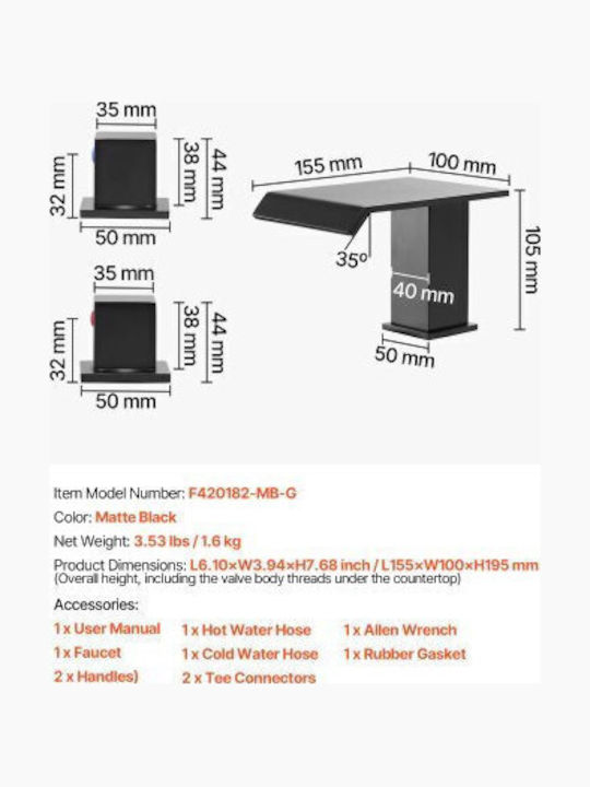 Vevor Duschsäule mit Armatur Schwarz
