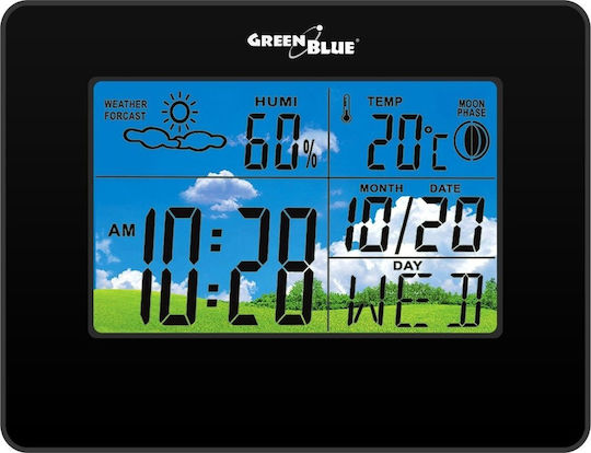 Green Blue GB148 B Digital Weather Station Tabletop Black