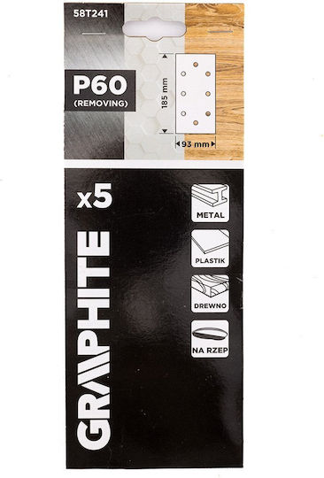 Graphite Sandpaper K60 with Holes 93x185mm Set 5pcs