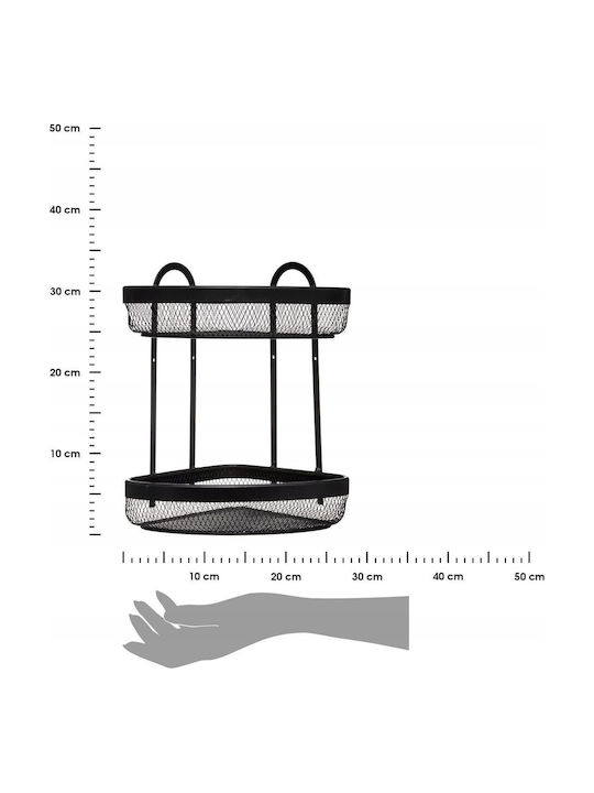 Atmosphera Corner Wall Mounted Bathroom Shelf Metallic with 2 Shelves 22.2x22.2x33.7cm Black