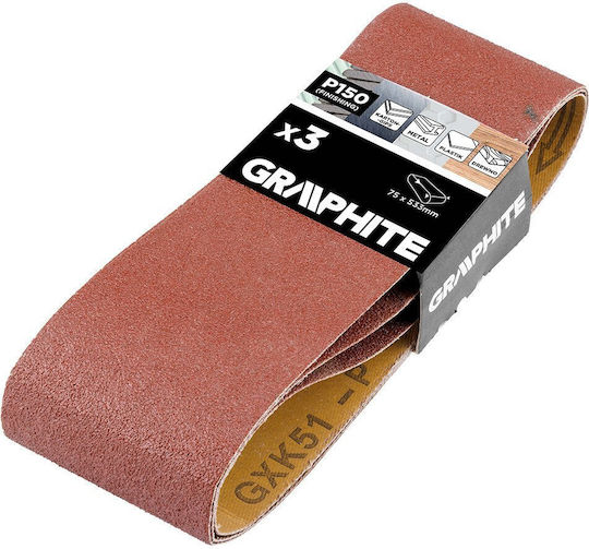 Graphite Sanding Belt Κ150 / K150 75x533mm Set 3pcs