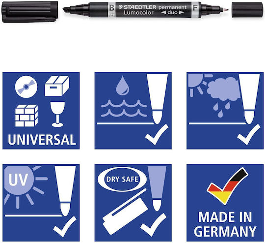 Staedtler Double-point Marker Lumocolor Permanent Bk Retail