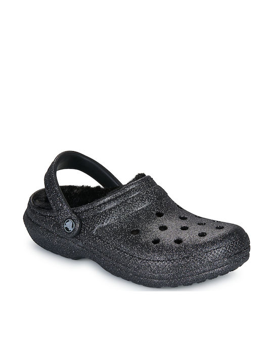 Crocs Classic Fuzz Lined Γυναικεία Σαμπό Μαύρα Crocs Classic Fuzz Lined Γυναικεία Σαμπό Μαύρα