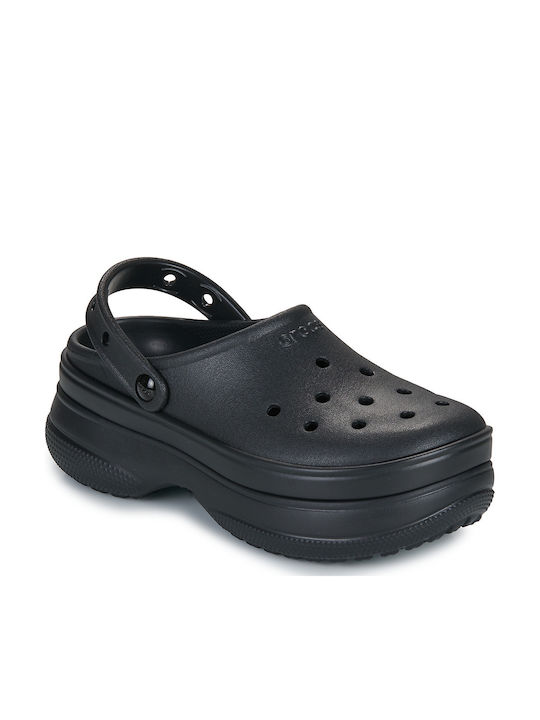 Crocs Classic Stacked Γυναικεία Σαμπό Μαύρα Crocs Classic Stacked Γυναικεία Σαμπό Μαύρα