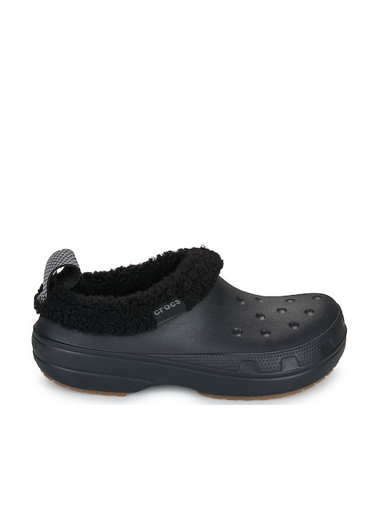 Crocs Класически Анатомични Дамски Сандали с Козина Черни