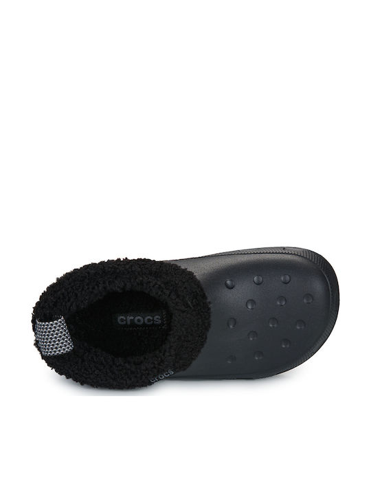 Crocs Класически Анатомични Дамски Сандали с Козина Черни