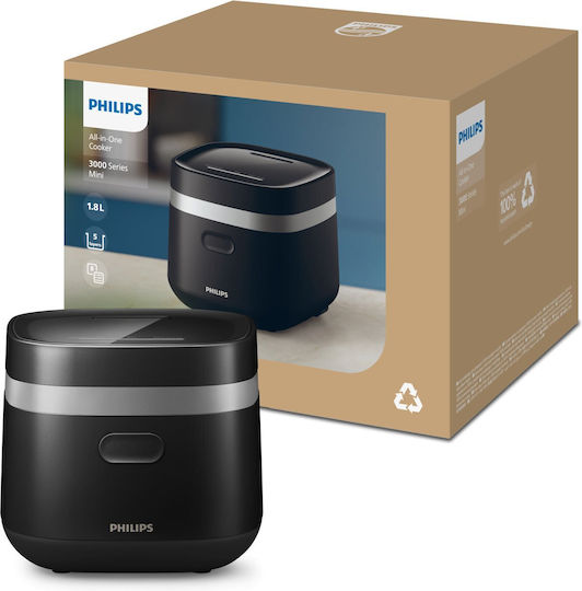 Philips Multifunktionskocher 650W mit Kapazität 1.8Es Schwarzer