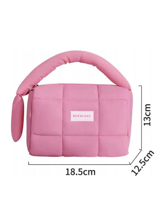Ecarla Women's Quilted Pink Cosmetic Case Ks140r 18.5 X 12.5 X 13 Cm
