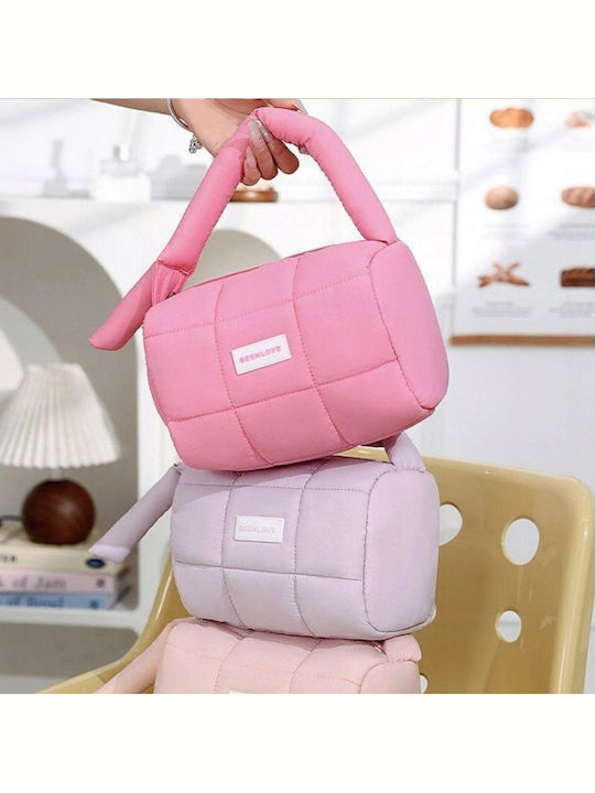 Ecarla Women's Quilted Pink Cosmetic Case Ks140r 18.5 X 12.5 X 13 Cm