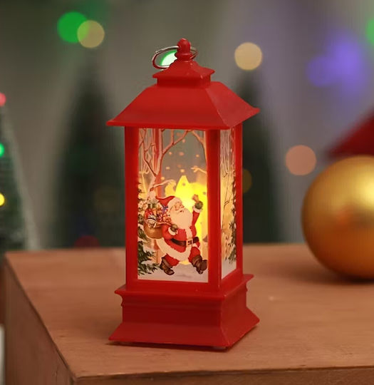 Crăciun Plastic Lampion Roșu Baterie 12.5x5.3cm.