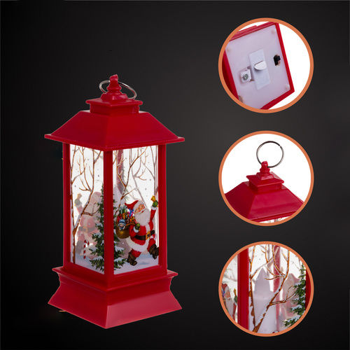 Crăciun Plastic Lampion Roșu Baterie 12.5x5.3cm.