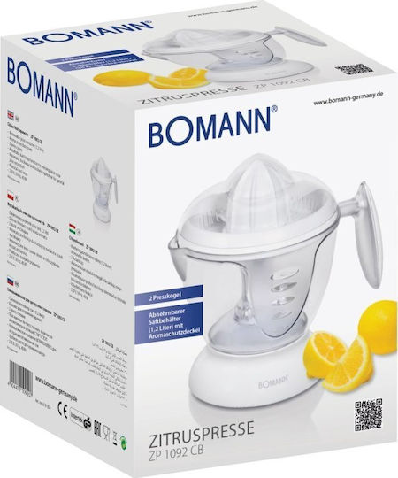 Bomann ZP 1092 Elektrischer Entsafter 40W mit einer Kapazität von 1.2lt Weiß