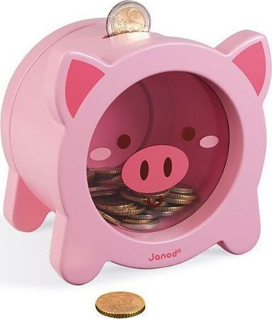 Janod Children's Money Box Wooden Transparent
