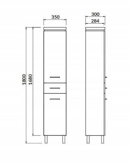 Cersanit Olivia Dulap Coloană Pentru Baie Pardoseală M35xB30xÎnălțime180cm Alb