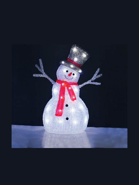 Aca Illuminated Christmas Plastic Figure SNowman White Height 45cm Snowman